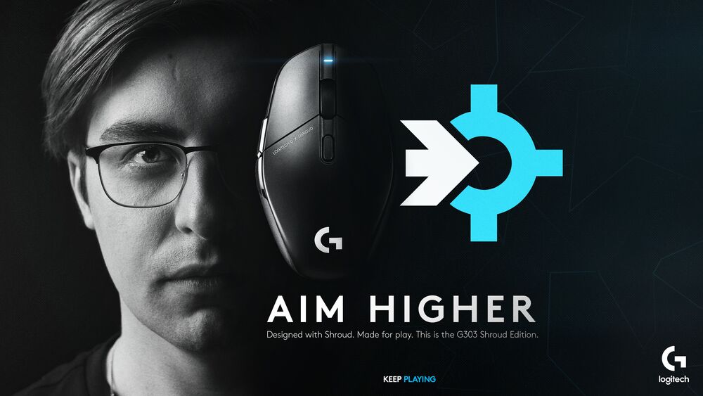 Photo of Shroud with mouse in the center and text aim higher below